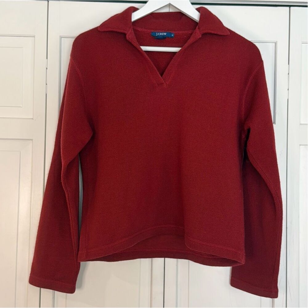 J.crew vintage red Lambswool cotton blend collared sweater small - Picture 7 of 10